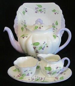 Shelley Dainty Campanula Tea Set Teapot, Cream, Sugar on Tray and Cake Plate