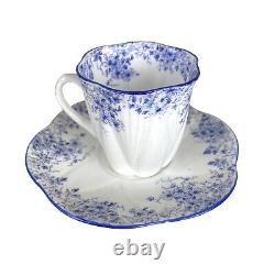 Shelley Demitasse Set Dainty Blue Teapot Sugar Creamer Coffee Pot Cups Saucers