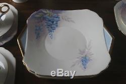 Shelley Tea Set 24 pc Wisteria Cup Saucer Pot teacup teapot trio Art Deco blue