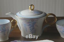 Shelley Tea Set 24 pc Wisteria Cup Saucer Pot teacup teapot trio Art Deco blue