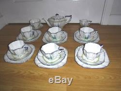 Shelley Tea Set For 6 11607 My Garden Teapot 6 Trios Milk Jug & Sugar Bowl