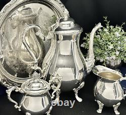 Sheridan Tea Set 3 Pieces with Tray Vintage Tea and Coffee Silverplated Tea Set