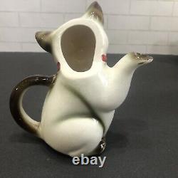 Siamese Cat & Kittens Tea Set Teapot Creamer Sugar Vintage 50's Kasuga Ware