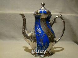 Silberporzellan Manufactur Silver Overlay Onlay 4 Pieces Tea & Coffee Set 1930