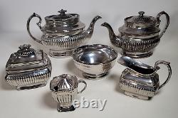 Silver Resist Staffordshire Luster Tea Set Teapot Sugar Creamer Waste Bowl 1820