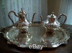 Silverplate tea coffee set w tray Reed&Barton Regent Shield teapot coffee server
