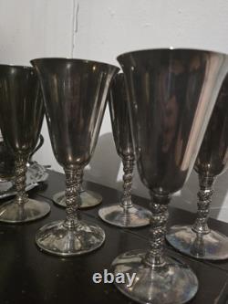 Silverplated Teapot Set, 2 Different Design Wine Goblets, Spoons, & Platters