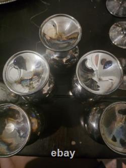 Silverplated Teapot Set, 2 Different Design Wine Goblets, Spoons, & Platters
