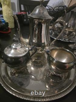 Silverplated Teapot Set, 2 Different Design Wine Goblets, Spoons, & Platters
