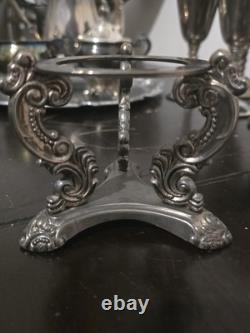 Silverplated Teapot Set, 2 Different Design Wine Goblets, Spoons, & Platters