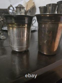 Silverplated Teapot Set, 2 Different Design Wine Goblets, Spoons, & Platters