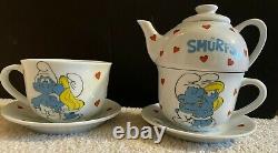 Smurf Rare Ceramic Teapot And Cup Set