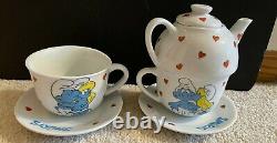 Smurf Rare Ceramic Teapot And Cup Set