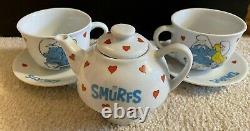 Smurf Rare Ceramic Teapot And Cup Set