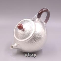 Solid 999 Pure Silver Teapot Handmade Small Kung Fu Fine Silver Weave Pot Sets