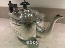 Solid Silver Three Piece Teapot Tea Set Cream Jug & Sugar Birmingham 1921 955g