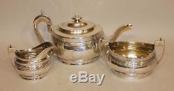 Solomon Hougham London 1807 Georgian Sterling Silver Tea Set Teapot Cream Sugar