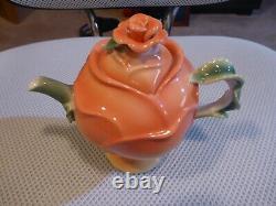 Sorelle 3D ROSES Fine Porcelain TEA SET- Teapot 2 Cups Saucers Spoons Plates-NEW