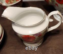 Sorelle Porcelain Tea Set Teapot Creamer & Sugar Cups & Saucers For Six