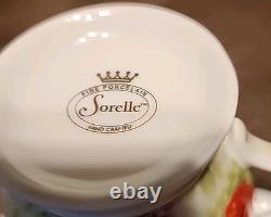 Sorelle Porcelain Tea Set Teapot Creamer & Sugar Cups & Saucers For Six