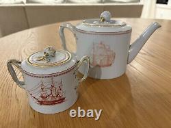 Spode Trade Winds Red Sugar Bowl And Tea Pot (2 Piece)