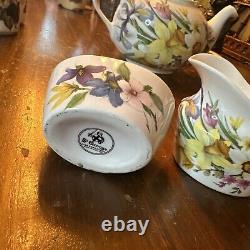St George's (England) Floral Bone China Tea Pot, Creamer & Open Sugar Bowl