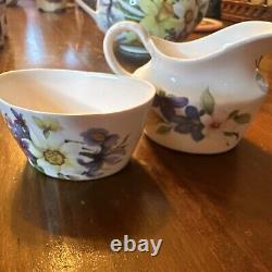 St George's (England) Floral Bone China Tea Pot, Creamer & Open Sugar Bowl