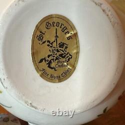 St George's (England) Floral Bone China Tea Pot, Creamer & Open Sugar Bowl