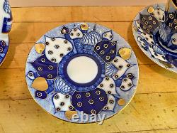St Petersburg Lomonosov Russian porcelain teapot & 2 cups with saucers