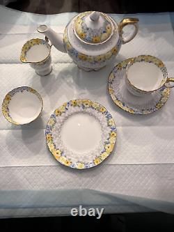 Staffordshire English Lunch set with Teapot Sugar and Creamer Numbered