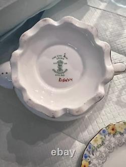 Staffordshire English Lunch set with Teapot Sugar and Creamer Numbered