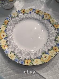 Staffordshire English Lunch set with Teapot Sugar and Creamer Numbered
