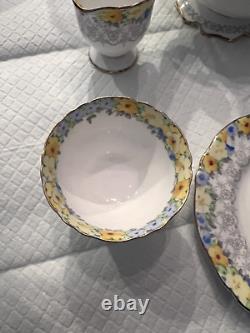 Staffordshire English Lunch set with Teapot Sugar and Creamer Numbered
