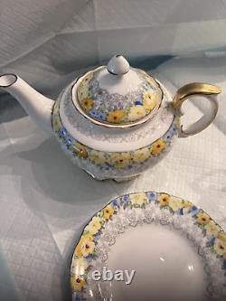 Staffordshire English Lunch set with Teapot Sugar and Creamer Numbered