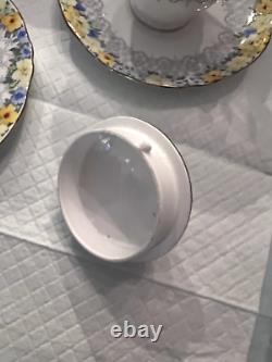Staffordshire English Lunch set with Teapot Sugar and Creamer Numbered
