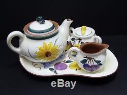 Stangl Fruit/Garden Flower Tea Set Tray Teapot Sugar Creamer