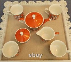Stechol Floral Teapot Set, Creamer & Sugar and 4 Mugs