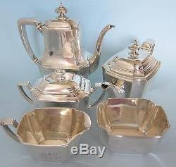 Sterling Silver TIFFANY 5 Piece Set-Coffee Pot, Teapot, Sugar, Creamer, Waste 76+toz