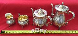 Sterling Silver Tea, Coffee, Sugar, and Creamer set Jack Shepard Repro Poole