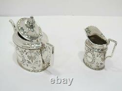 Sterling Silver W. Gale & Son, NY Antique Floral Ornament Teapot & Creamer Set