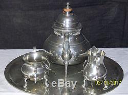 Stieff Colonial Williamsburg Pewter 4 PC Tea Set