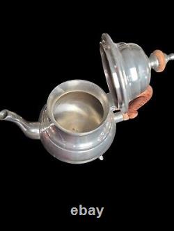 Stieff Williamsburg Restoration Pewter Coffee/Tea Pot SetCreamerSugar Tray