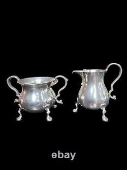 Stieff Williamsburg Restoration Pewter Coffee/Tea Pot SetCreamerSugar Tray