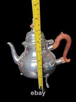 Stieff Williamsburg Restoration Pewter Coffee/Tea Pot SetCreamerSugar Tray