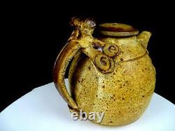 Studio Art Pottery Artist Signed Tan Speckled 3 Piece Stoneware 7 Teapot Set