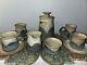 Studio Art Pottery Handmade Coffee Tea Pot Service 4 Cups Sugar Creamer Plates