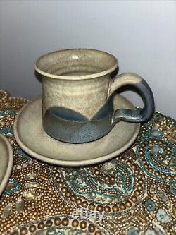 Studio Art Pottery Handmade Coffee Tea Pot Service 4 Cups Sugar Creamer Plates