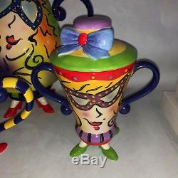 Studio Designworks Ceramic Hand Painted Tea Pot Creamer Sugar Lady withHigh Heels