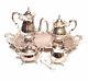 Stunning Silver Plated Coffee Tea Set 2x Teapots Creamer Sugar Bowl Tongs & Tray