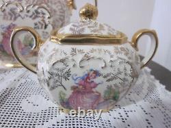 Stunning Sadler Crinoline Lady Cube Shaped Teapot Sugar Bowl & Jug Set